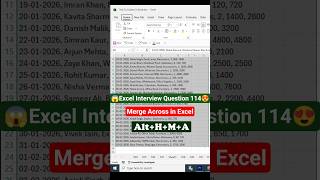 Excel Interview Question 114 🥰 | Merge Across in excel 😍 #excel #excelinterviewquestions #shorts