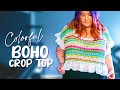 Crochet Colorful Boho Summer Crop Top | Free Crochet Pattern