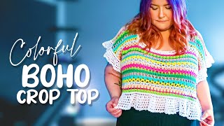 Crochet Colorful Boho Summer Crop Top | Free Crochet Pattern