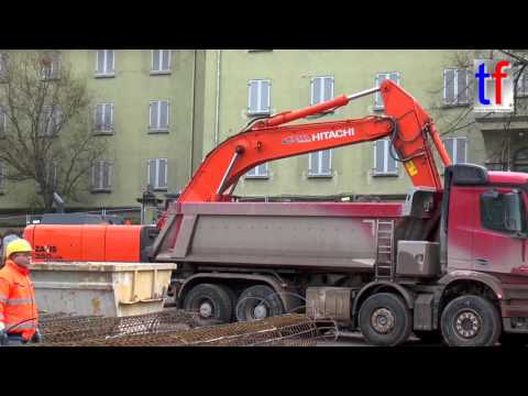 Hitachi Zaxis 350 LCH & Mercedes-Benz Arocs / Stuttgart 21, PFA 1.1, Portal Fildertunnel, 2016.