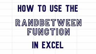 How to use the RANDBETWEEN function formula in Excel video #excel #randbetween