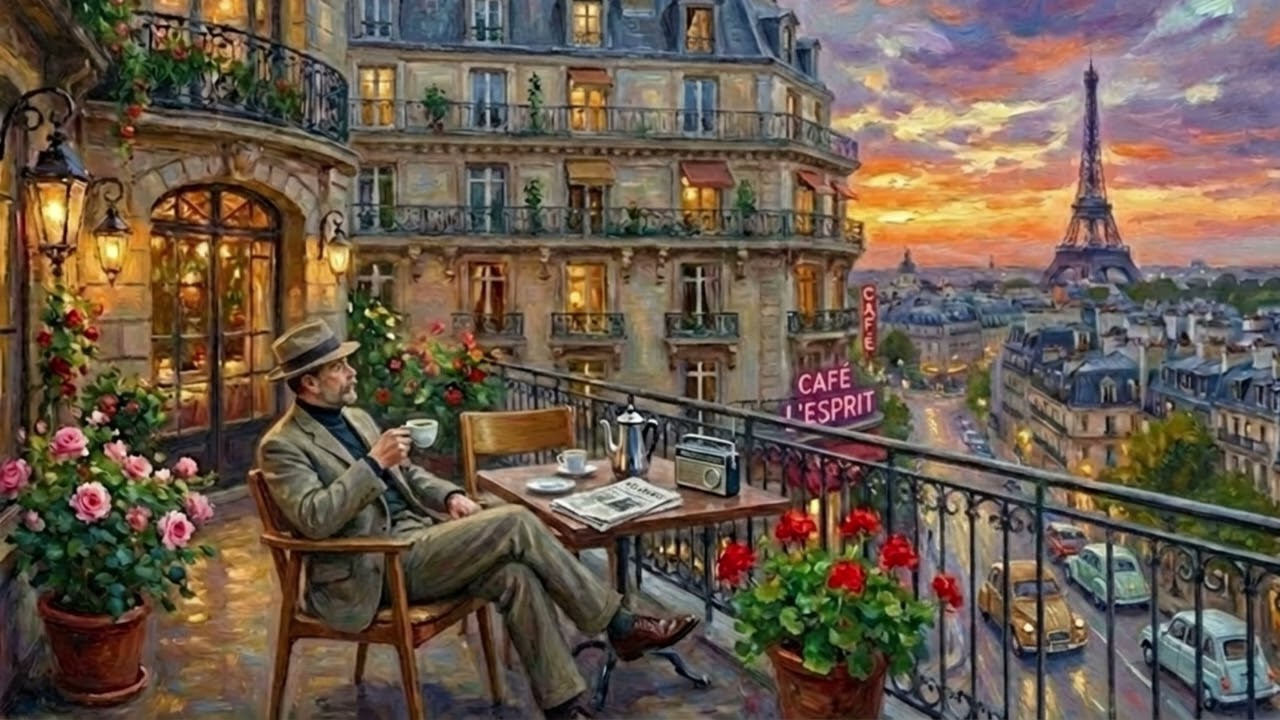 Paris Balcony at Sunset ☕ | Gentle Jazz for a Quiet Evening