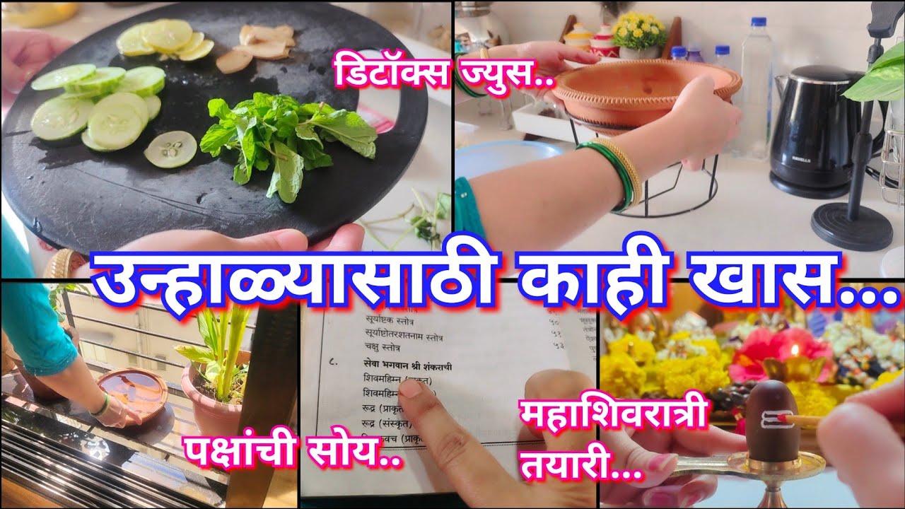 उन्हाळ्यात शरीर आणि मन ताजेतवाने ठेवण्यासाठी हे करा😍🌿 पक्षांची अंघोळ 😅 शिवरात्री तयारी🙏 Summer tips
