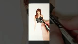 Rendering a black silk top #silk fabric #fashion illustration #drawing #sketching #drawing silk
