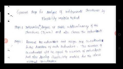 Flexibility matrix method of Analysis - General steps