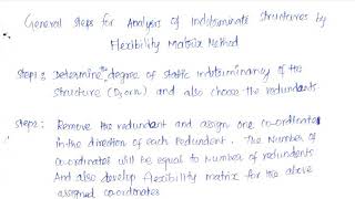 Flexibility matrix method of Analysis - General steps