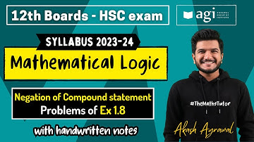 Class 12 Commerce | Mathematical Logic - Part 8 [B] | Exercise 1.8 | Negation of Compound Statement
