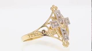 Two Tone Gold Cross Shroud Religious Filigree Ring (JL#2362) Guide