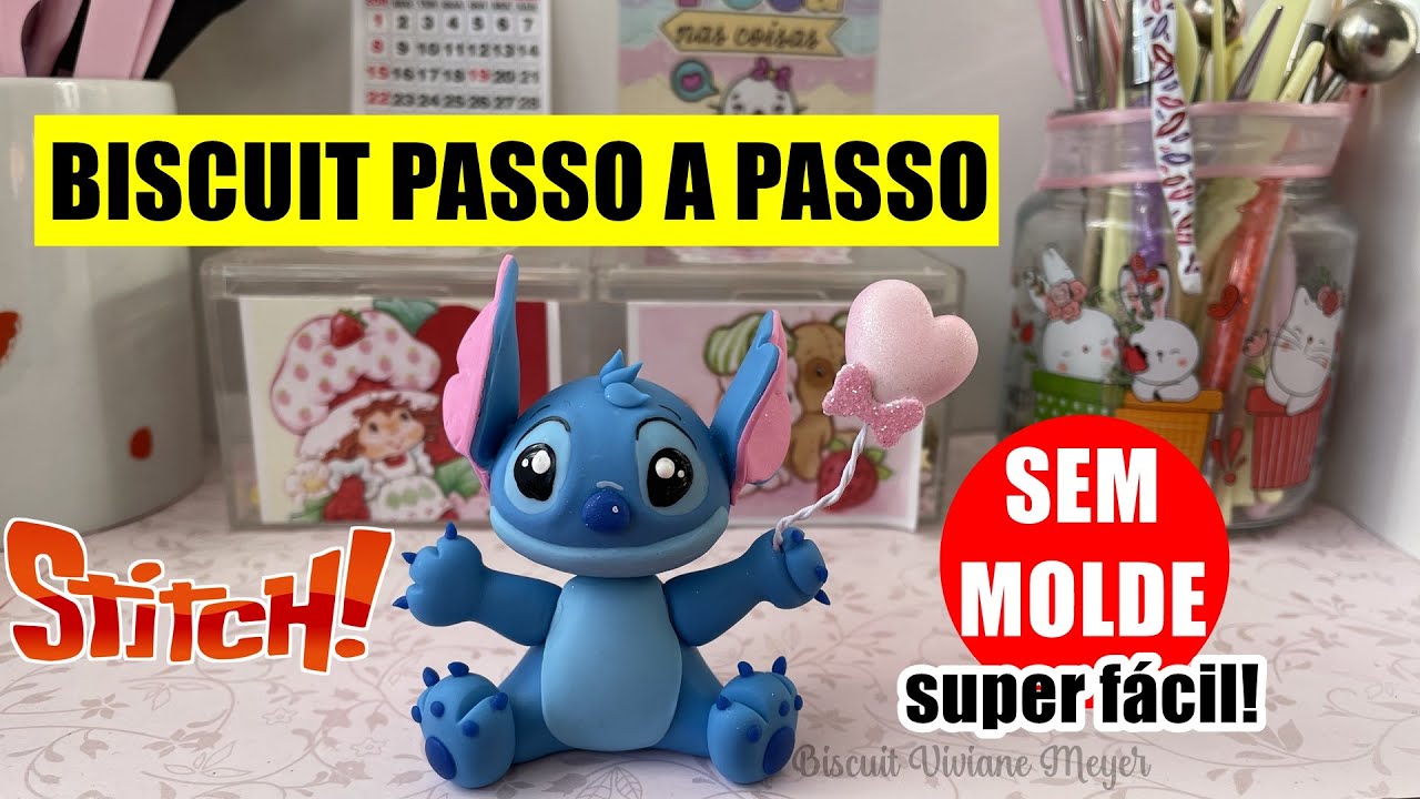 STITCH fofinho! Aula de biscuit super fácil PASSO A PASSO sem molde