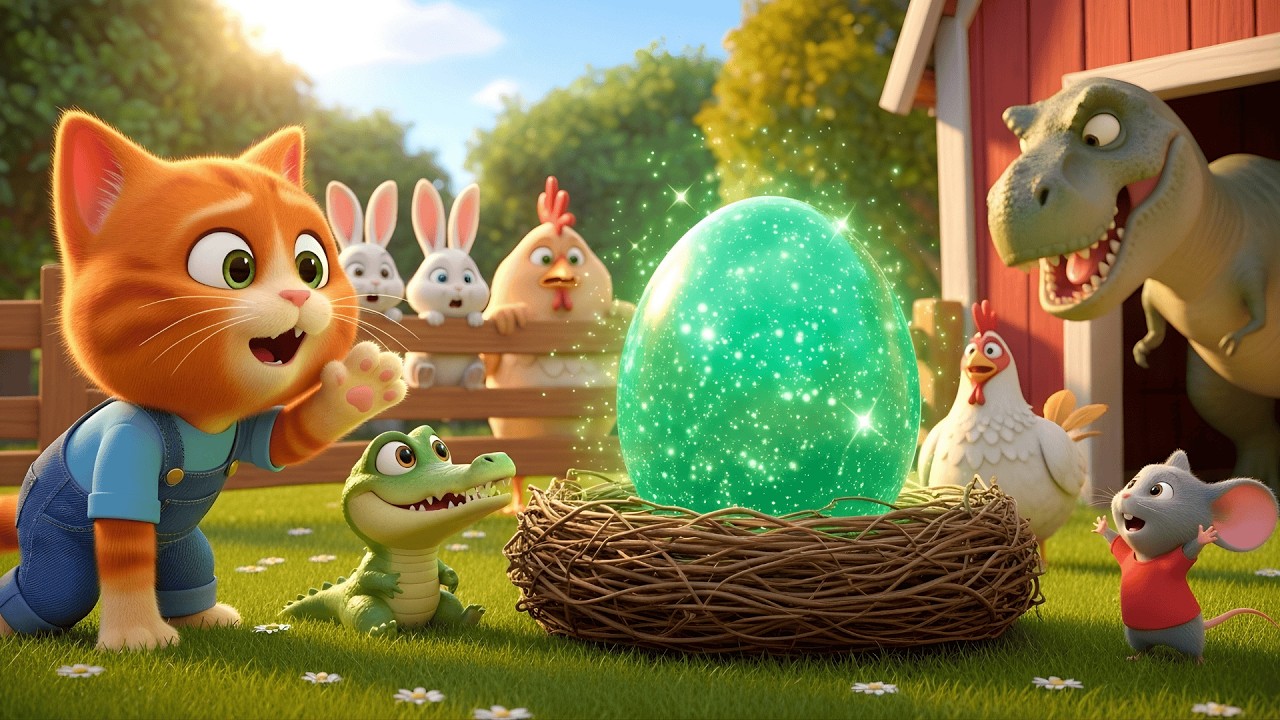 Mama Cat Trims Fur on the Farm and Take Care For Dinosaur, Crocodile and Animals At Farm