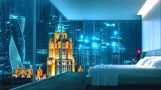 10 Hours of Rain & THUNDER in a High Rise Downtown Apartment-100% you will Sleep to Rain Sounds