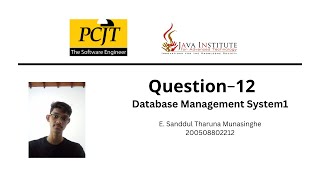 Question Set 12 | Database Management System | Java Institute
