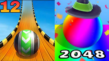 🏳️‍🌈🔴🟡Sky Rolling Ball VS 🏳️‍🌈🟣🟠Ball Merge 2048 All Levels Gameplay Android, iOS
