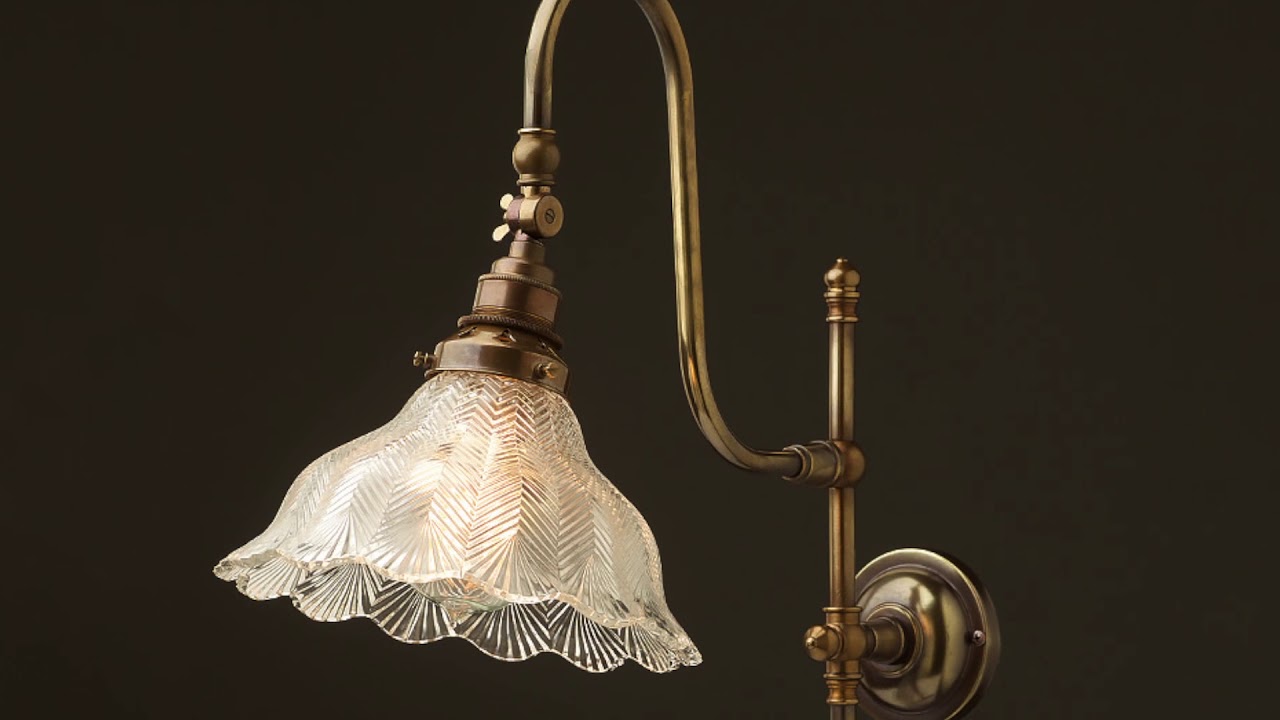 Antique Brass Adjustable Arm Wall Mount Shade