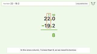 Long Subtraction Problem 22-19.2: Step-by-Step Video Solution