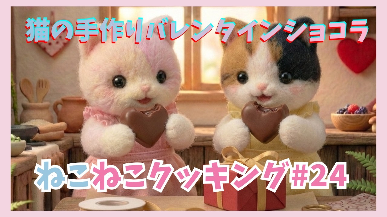 ASMR】猫の手作りバレンタインショコラ｜羊毛フェルトの癒やし