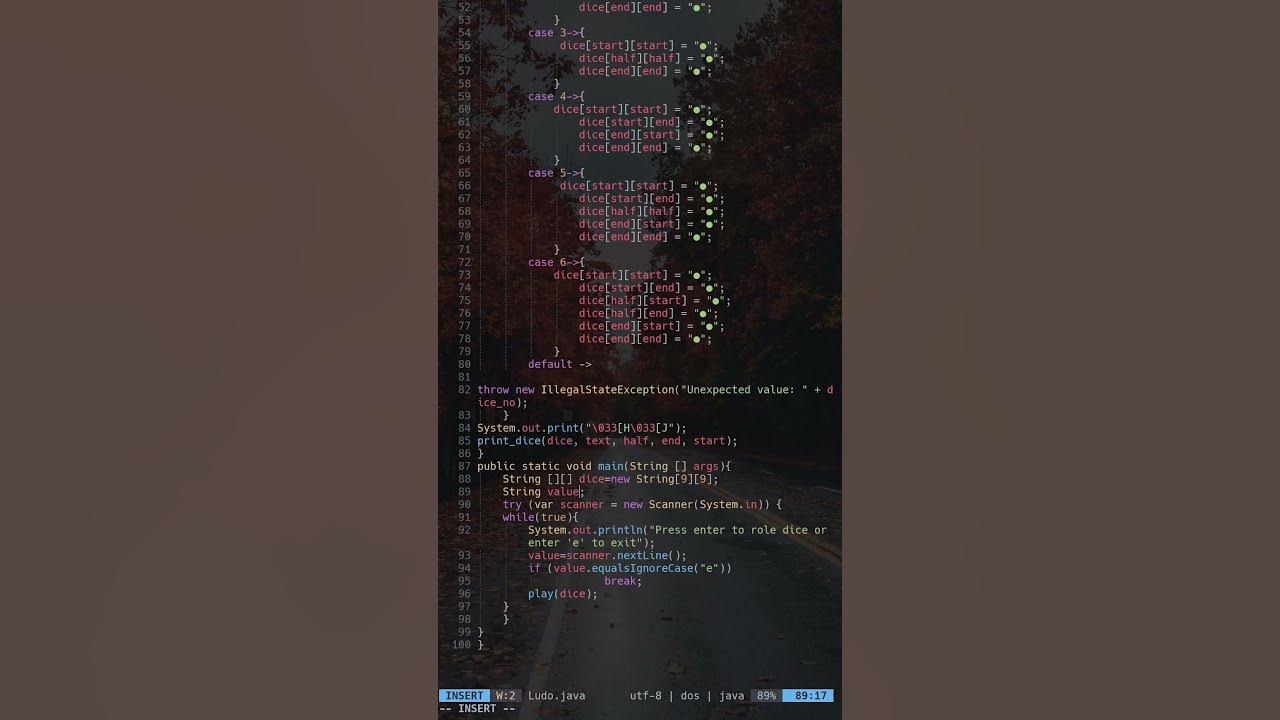 Neovim Ascii Ludo Dice asciiart java jdtls YouTube