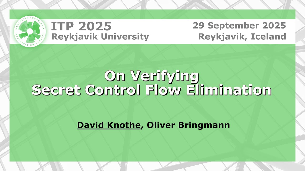 David Knothe Algorithm On Verifying Secret Control Flow Elimination | David Knothe - YouTube