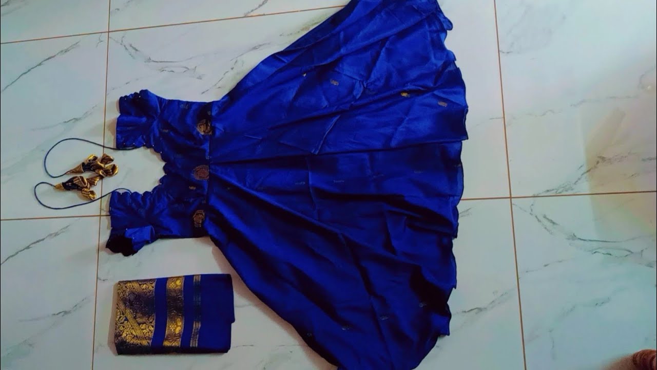 Aadhi dress with pattu saree princess cut work to umbrella frock #stitching #