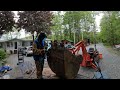 Repairing giant cracks in an excavator bucket then digging out a massive pine