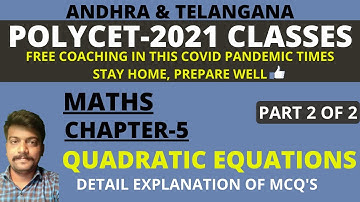 POLYCET CH05 QUADRATIC EQUATIONS PART 2 OF 2 || AP & TS POLYCET