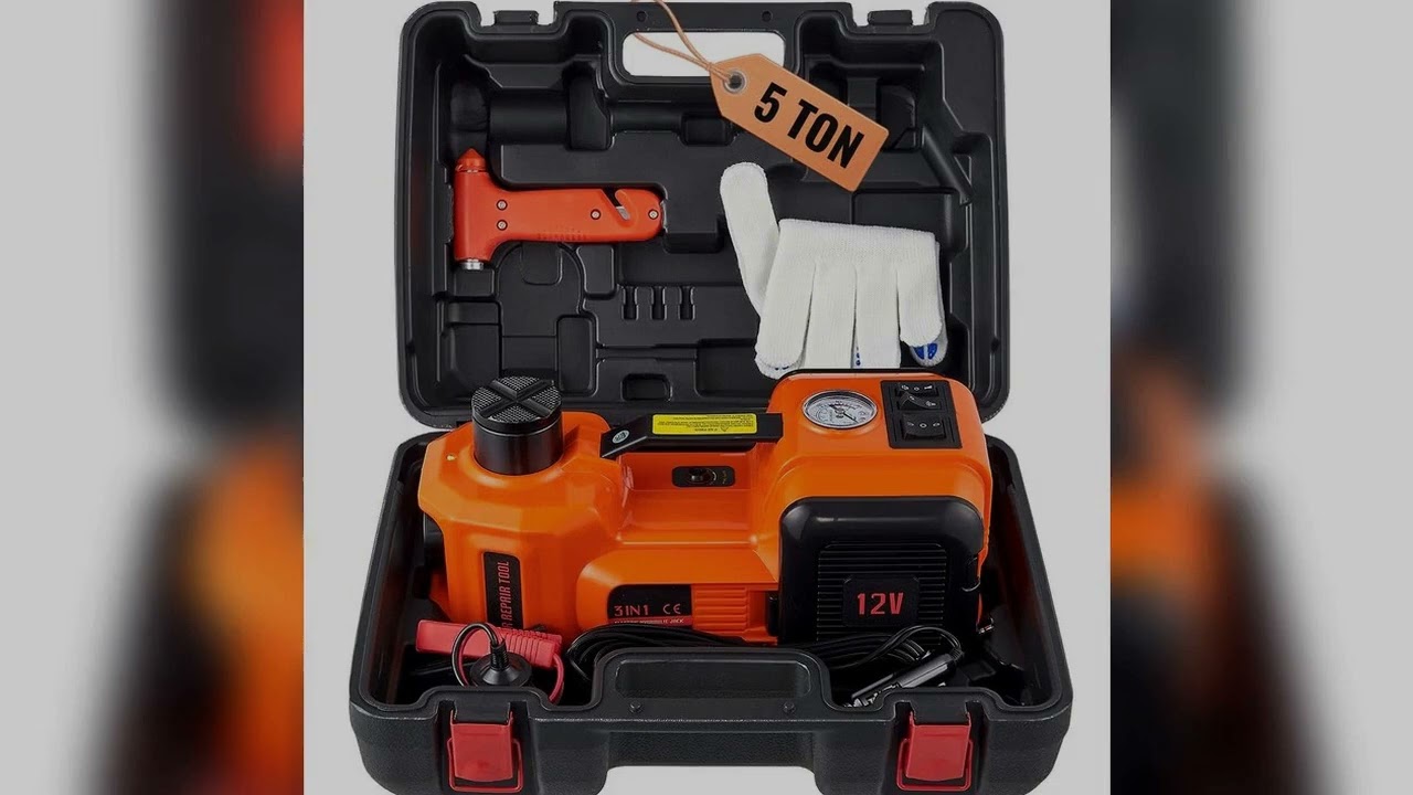 A must-have product! SucceBuy 5T Electric Car Jack Hydraulic Car Jack with Built-in Inflatable Pum