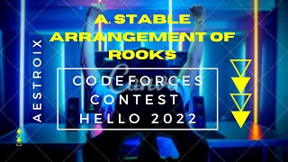 Celebrity A. Stable Arrangement of Rooks | Codeforces Hello 2022 | Karmanya – an IIESTian | Python Solution Wealth