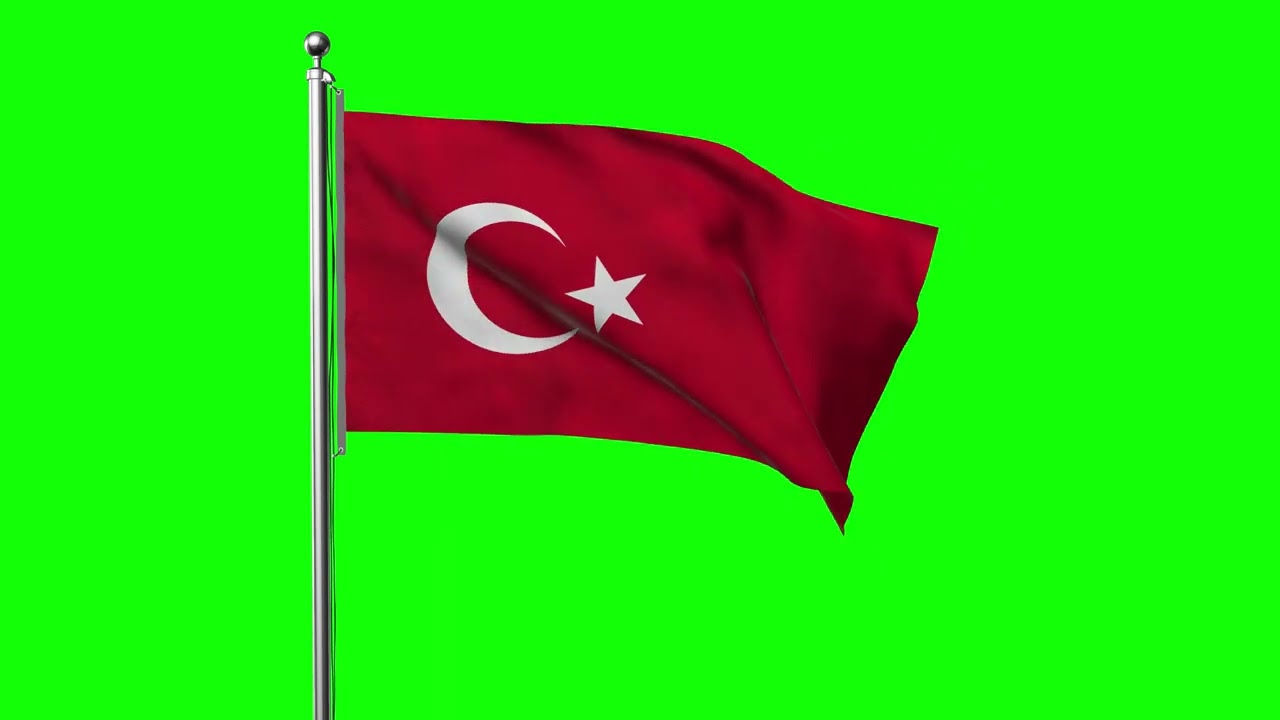 Green screen Footage | Turkey Waving Flag Green Screen Animation | Royalty-Free