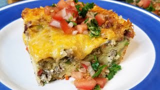 TEX MEX STYLE! SAUSAGE, EGG AND BACON BREAKFAST CASSEROLE!❤