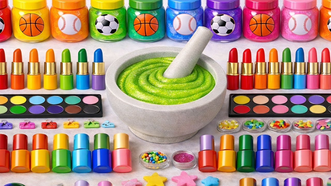 Satisfying DIY Slime ASMR |🌈 DIY Mixing Random Pink Makeup Cosmetics Glitters into Glossy Slime