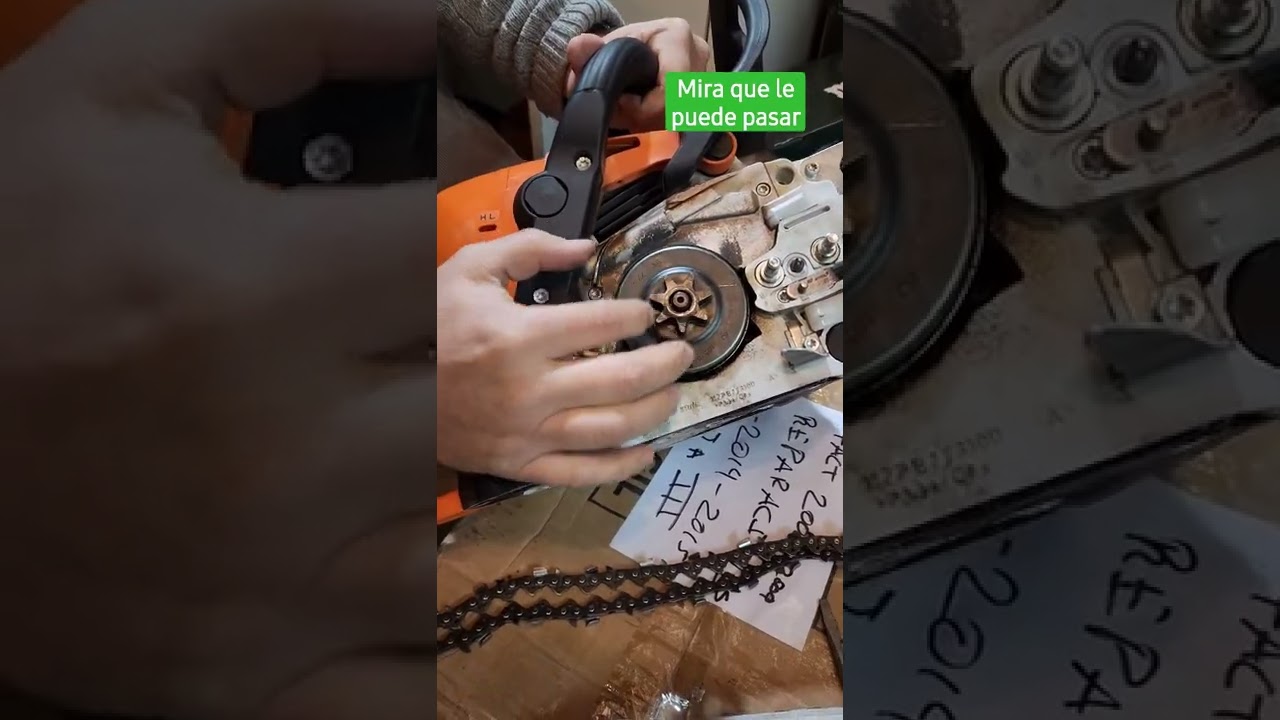No uses la motosierra Stihl con el freno de cadena puesto mira que puede pasar solo es por seguridad