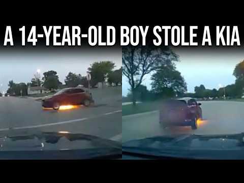 14-Year-Old CAR THIEF turns Stolen Kia into a Fireball. POLICE CHASES.