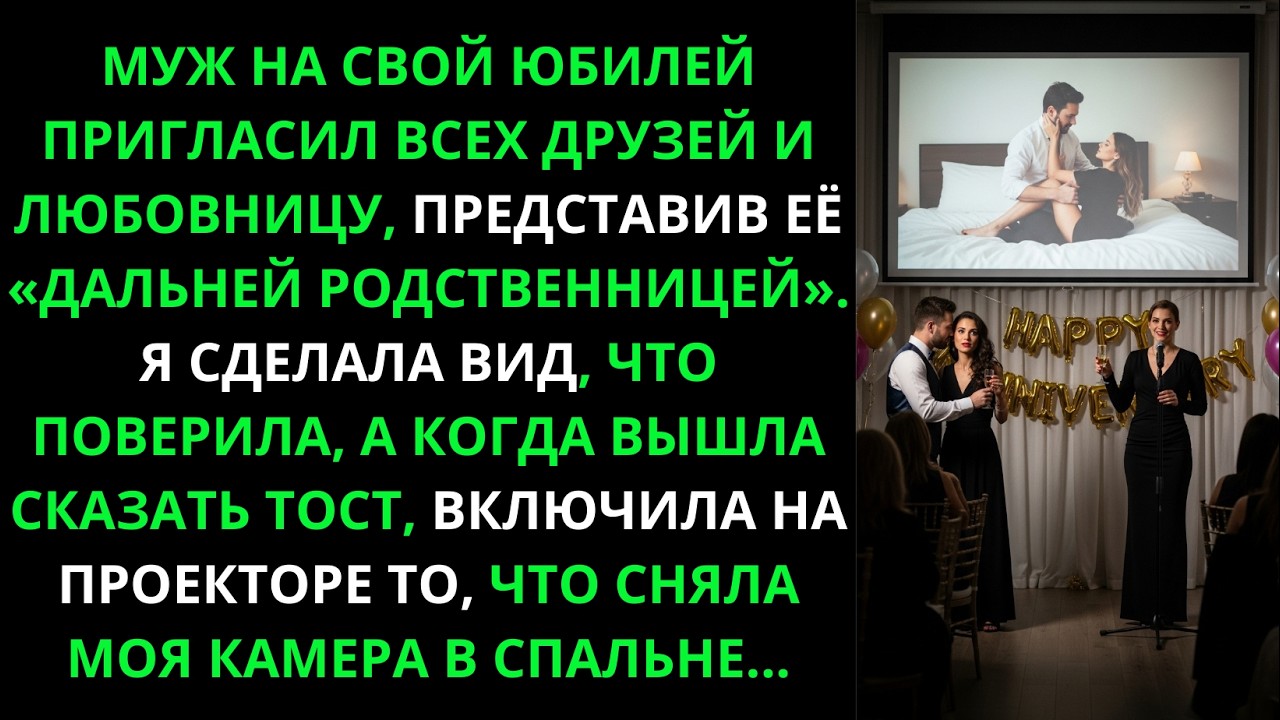 На юбилее муж представил любовницу как «родственницу», но мой тост с видео всё расставил по местам.