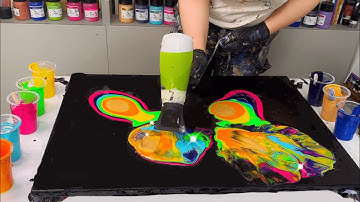 The magic of the golden rainbow gradient| Abstract painting with acrylic pouring technique