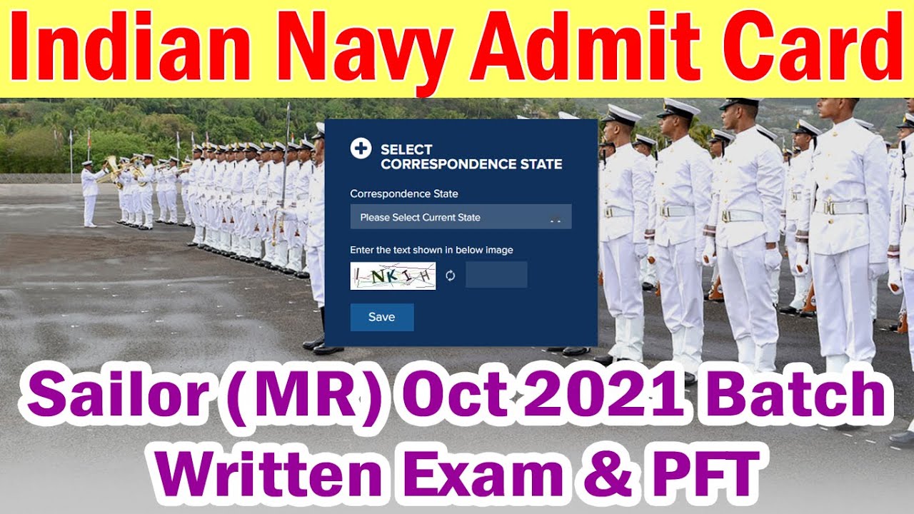 Indian Navy Admit Card 2021 Download Sailor (MR) Oct 2021 Batch Written ...
