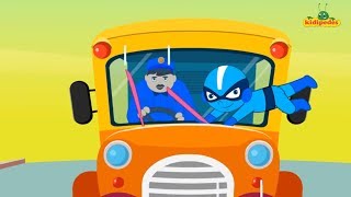The Wheels On The Bus Go Round And Round - Nursery Rhyme For Children I Superhero Kindergarten Songs