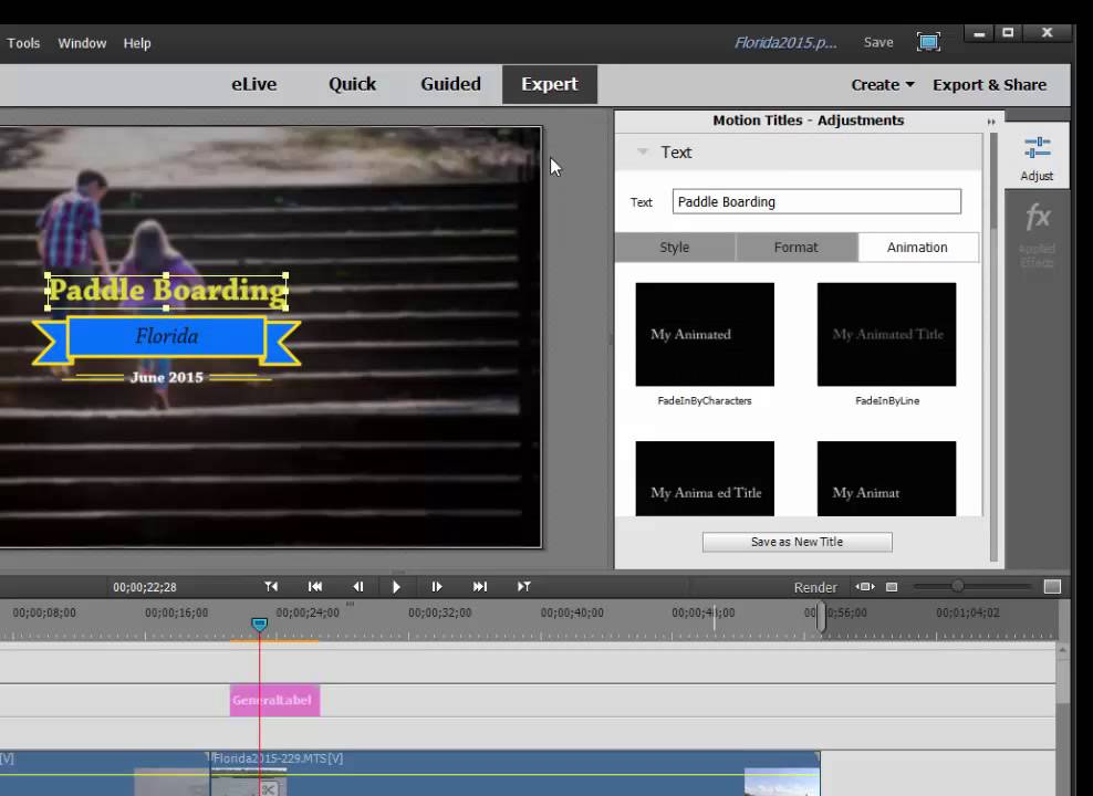 Motion Titles in Premiere Elements 14 YouTube