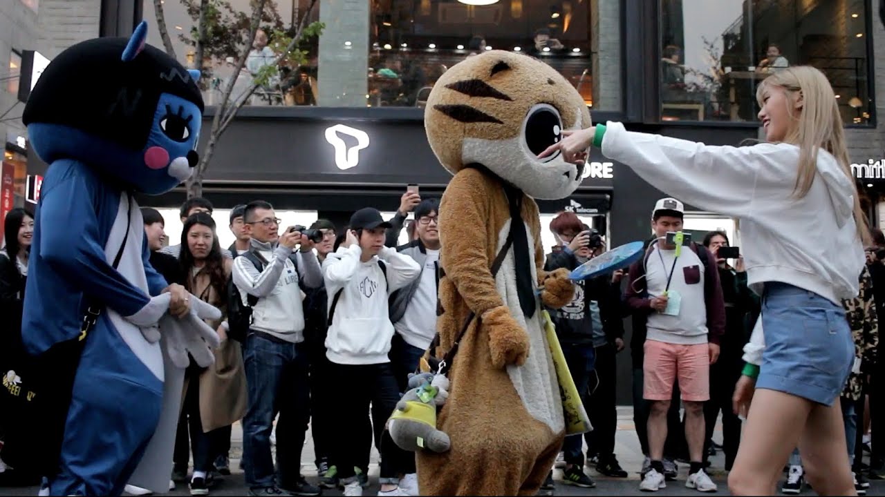 160410 오마이걸 신촌 게릴라 홍보 : 고양이와 댄스 배틀!