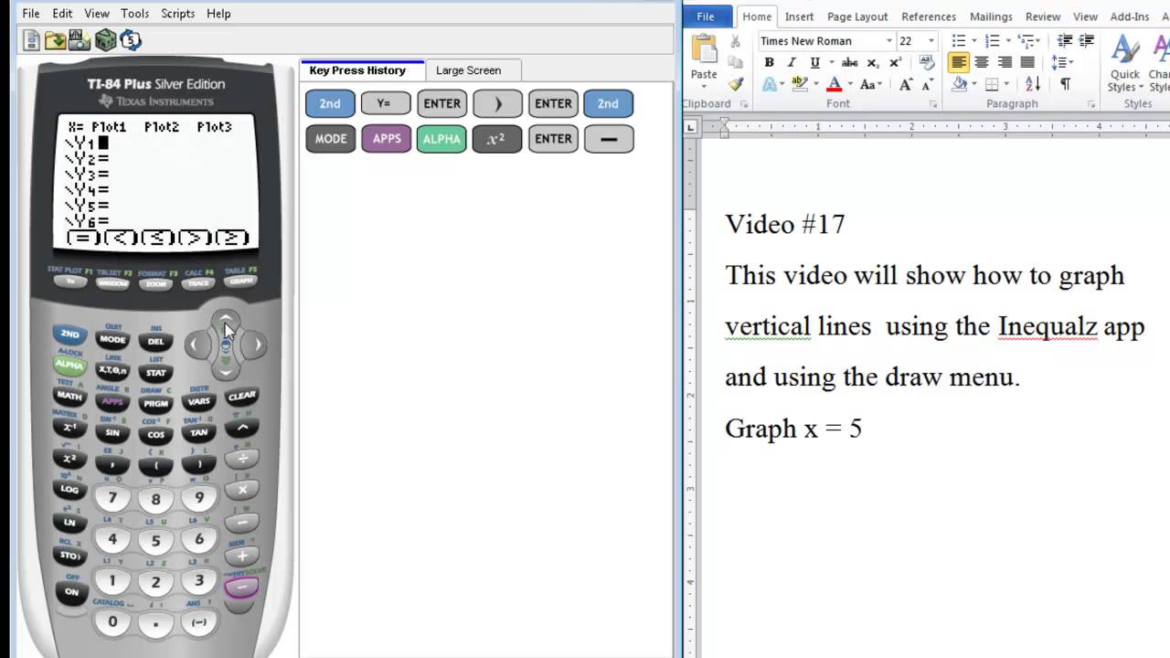 Ti-84 Tutorial: Graphing Vertical Lines (X = 5)