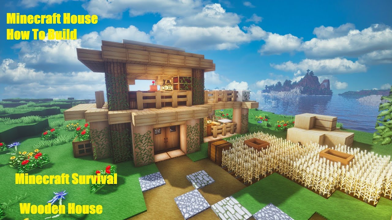Minecraft | How To Build Wooden House Survival - Tutorial - YouTube