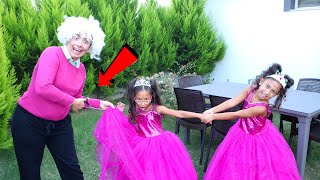 Sila Ve Mi̇ra Prenses Elbi̇sesi̇ Gi̇yi̇ndi̇ Scary Teacher Elbi̇seleri̇ni̇ Kesi̇yor Fun Twi̇ns