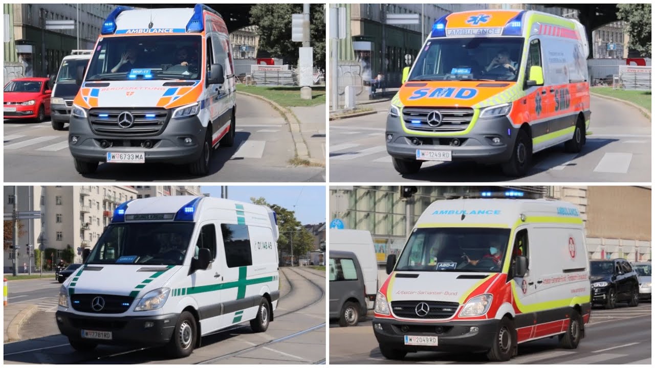 [Rettungsdienst Wien] Einsatzfahrt Berufsrettung+SMD+Grünes Kreuz+ Rotes Kreuz+ASBÖ