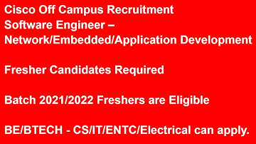 Cisco Recruitment For Freshers Batch 2021/2022| Cisco Off Campus Drive | CS/IT/ENTC/Electrical |