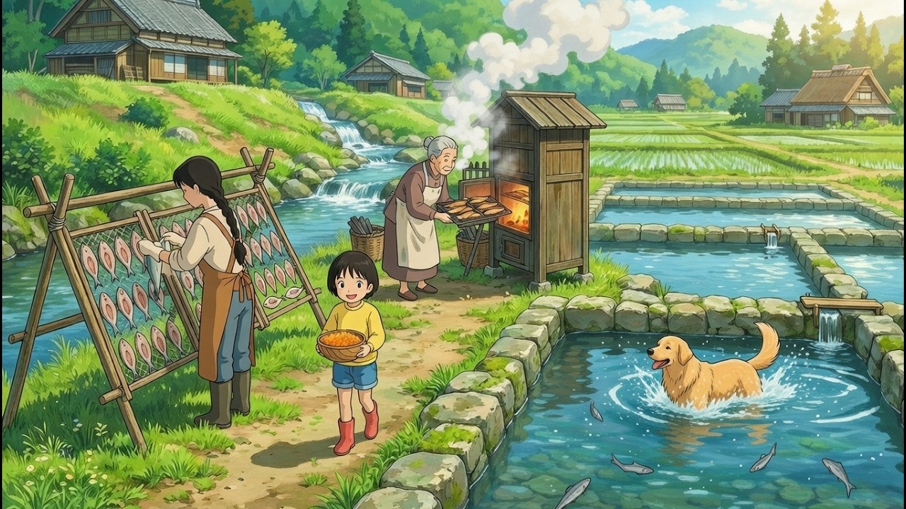 Relaxing Fish Farm ASMR 🌲 Smoked Trout & Lemon Butter Fish | Ghibli-Inspired Cooking