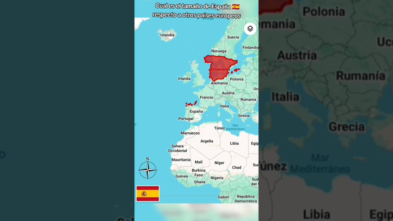 Tamaño de España respecto a otros países #banderas  #mapa #españa  #map #flag #sabiasque #geografia