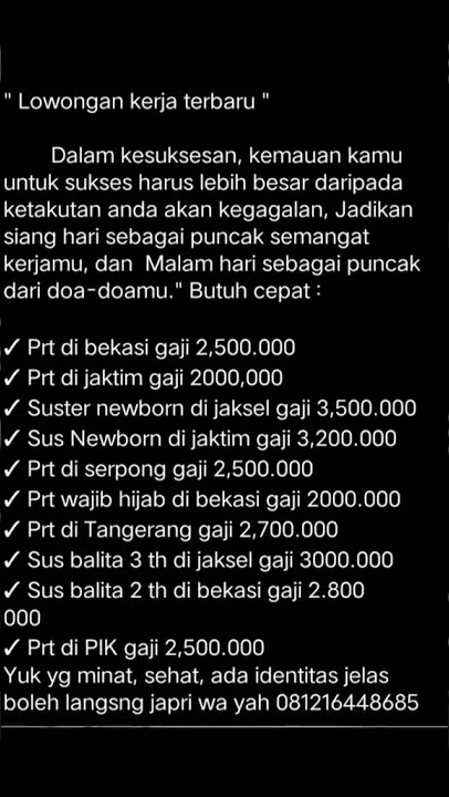 BANYAK JOB UNTUK PEMBANTU RUMAH TANGGA BURUB😱 #lowongankerja #youtbeshorts #shorts