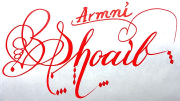 Shoaib Armani Name Signature Calligraphy Status | How to write with Cut Maker  #calligraphy #cursive