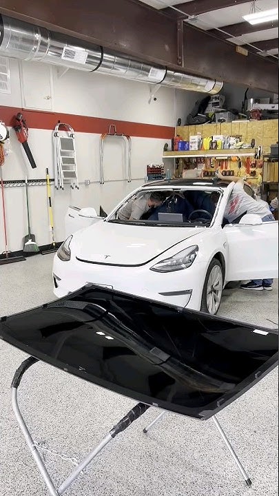 Tesla Model 3 Roof Glass Replacement Tesla Model 3 windshield and roof glass replacement ️#tesla #model3 #