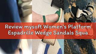 Review mysoft Women's Platform Espadrille Wedge Sandals Square Open Toe Ankle Strap Buckle Casual Su