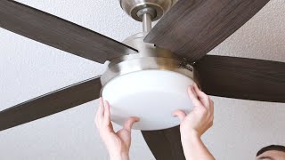 How to Install HUNTER Ceiling Fan Exeter COSTCO Home Depot Lowes DIY HOME REPAIR